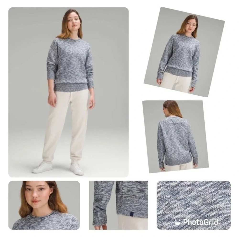 Lululemon Boxy Cotton‎ Blend Sweater Size Small Night Sea True Navy Knit Cozy
